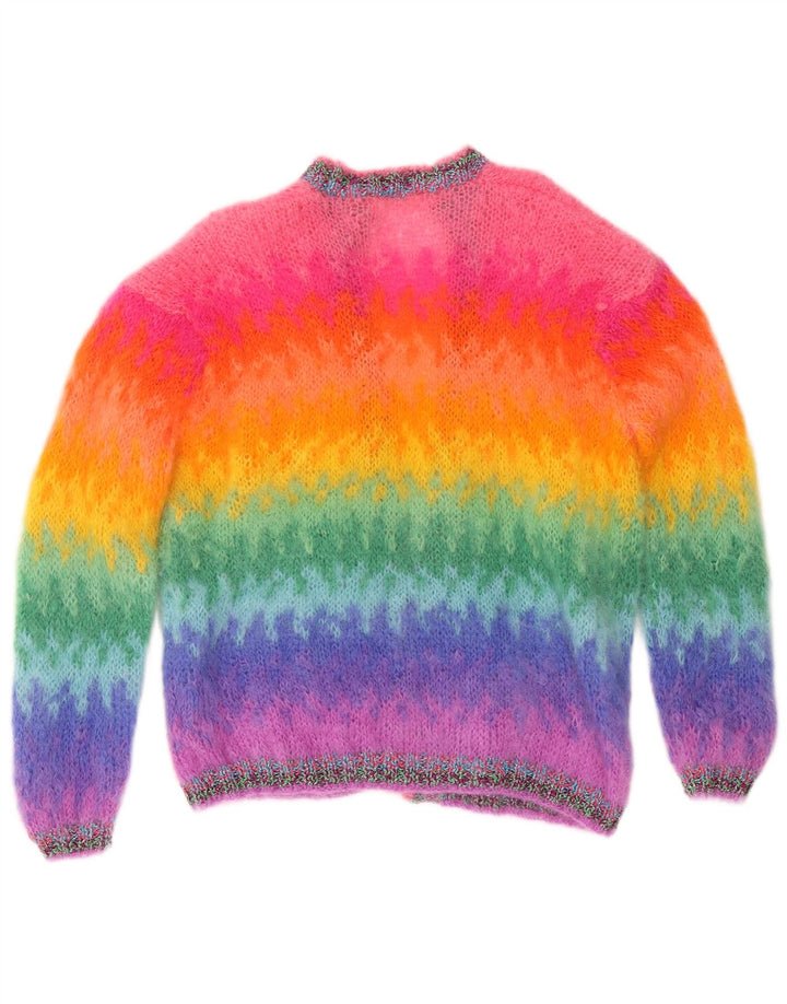 Винтажный женский свитер-кардиган, Великобритания, 14, средний, разноцветный, красочный