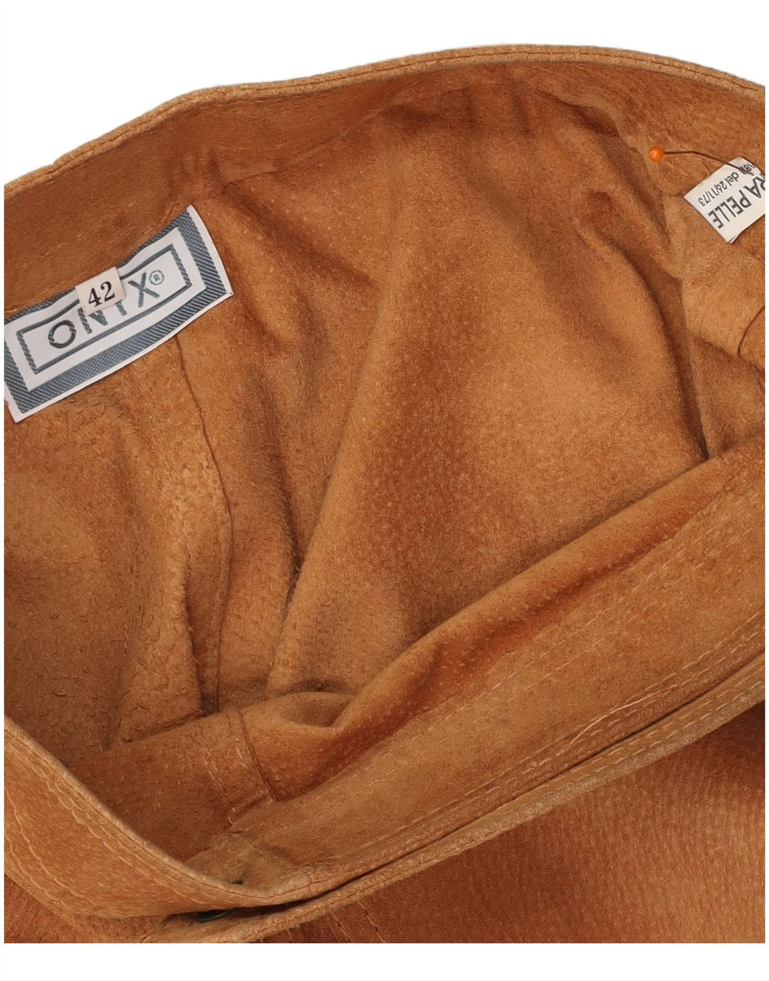 Женская замшевая мини-юбка ONYX с запахом IT 42 Medium W28 Коричневая кожа