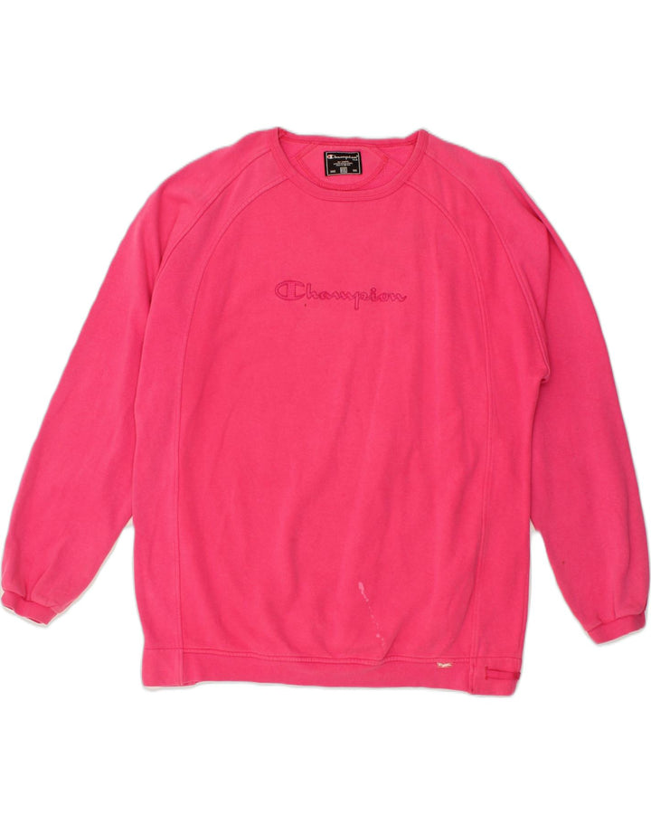 CHAMPION Womens Graphic Sweatshirt Jumper UK 20 2XL Pink Cotton | Vintage Champion | Thrift | Second-Hand Champion | Used Clothing | Messina Hembry 