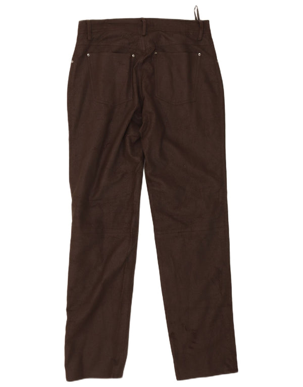 John Devin Mens Tapered Faux Leather Trousers EU 50 Large W32 L32 Brown