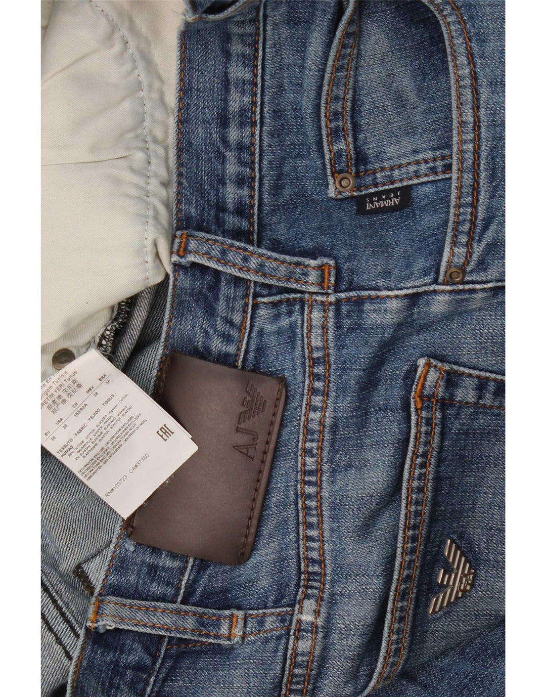 Мужские прямые джинсы Armani W36 L32 синие, хлопок