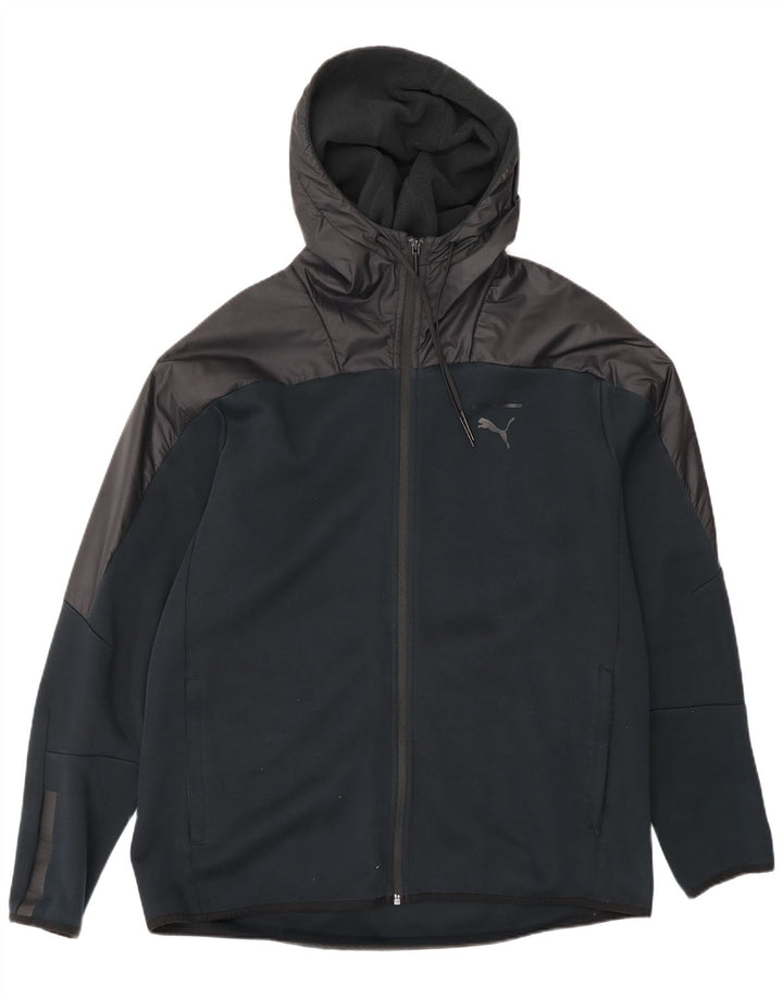 Мужская спортивная куртка с капюшоном Puma, большая черная цветная блокировка