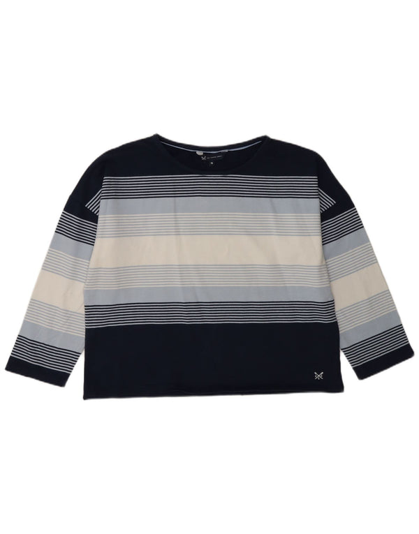 Crew Clothing Женский топ с длинным рукавом UK 14 Средний темно-синий в полоску