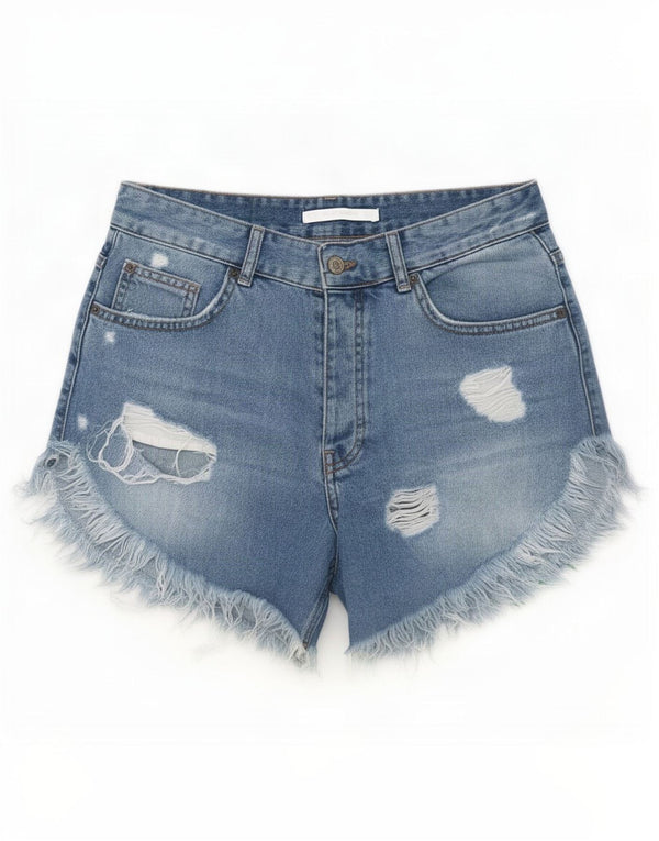 Женские джинсовые шорты Zara Trafaluc EU 36 XS W26 Синие с цветочным принтом