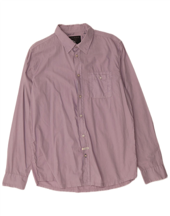 Guess Мужская Рубашка 2XL Фиолетовый Хлопок