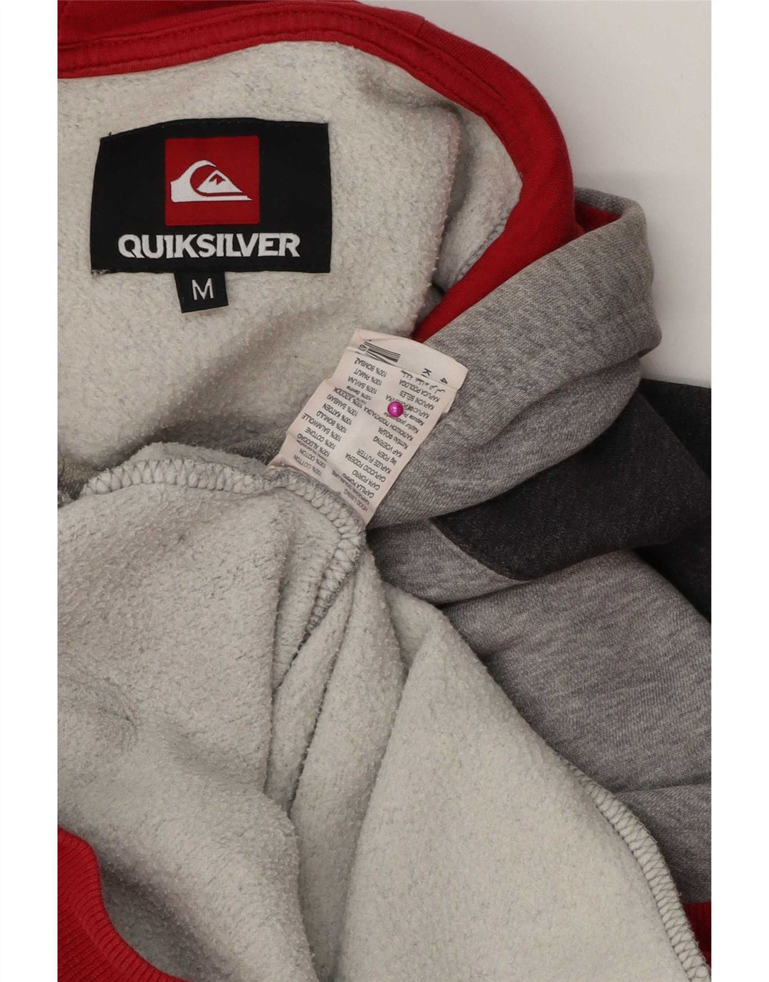 Мужской джемпер с капюшоном Quiksilver, хлопок среднего серого цвета с цветными блоками