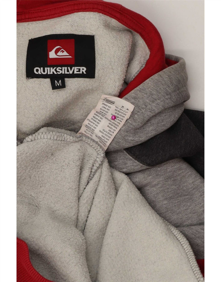 Мужской джемпер с капюшоном Quiksilver, хлопок среднего серого цвета с цветными блоками