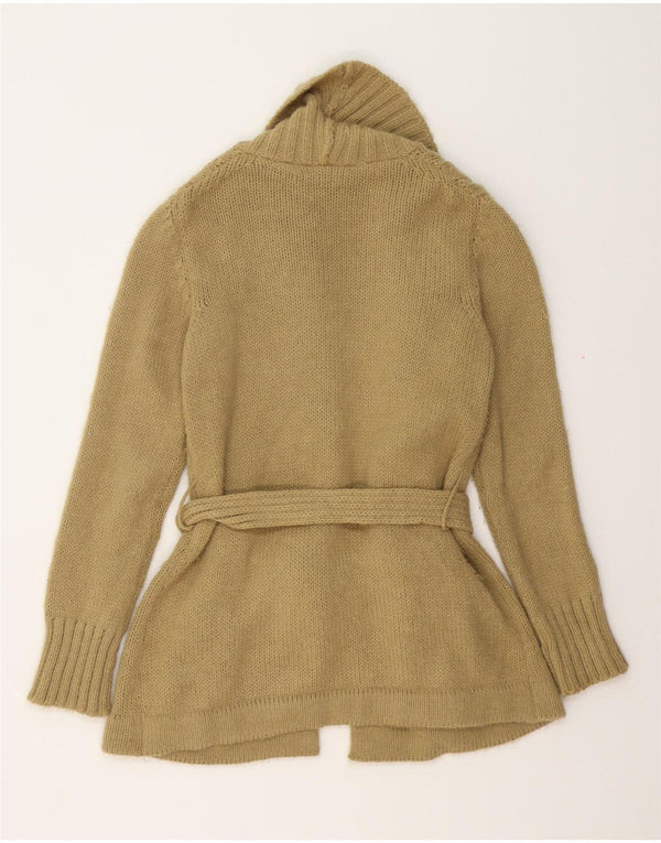 VINTAGE Женский удлиненный кардиган UK 14 Средний Бежевый