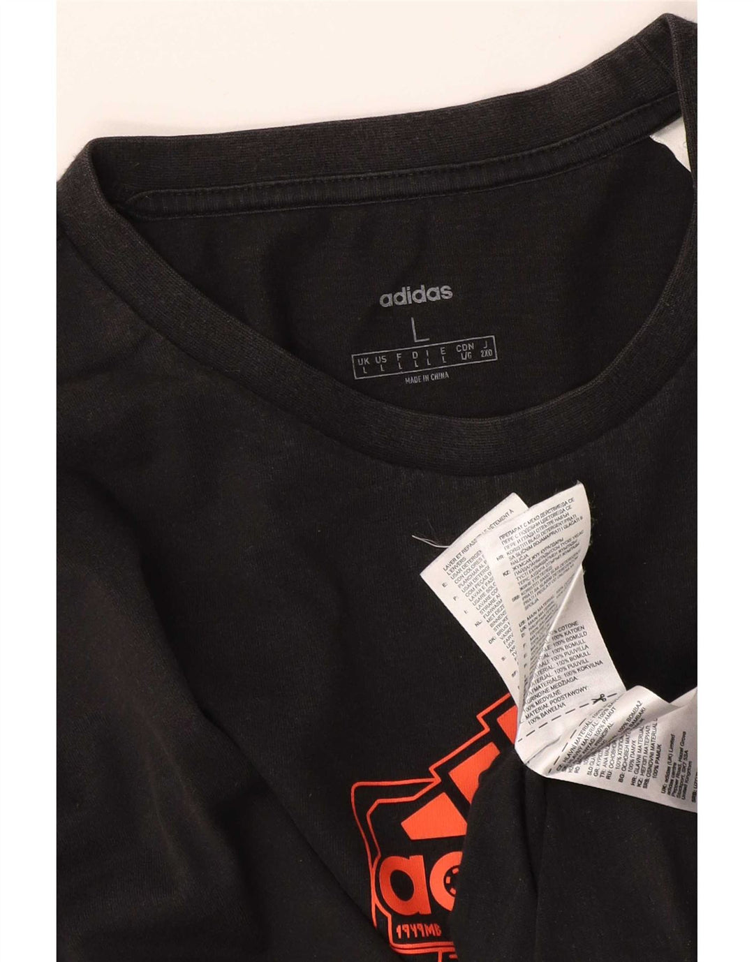 Adidas Мужской топ с рисунком с длинным рукавом, большой черный хлопок