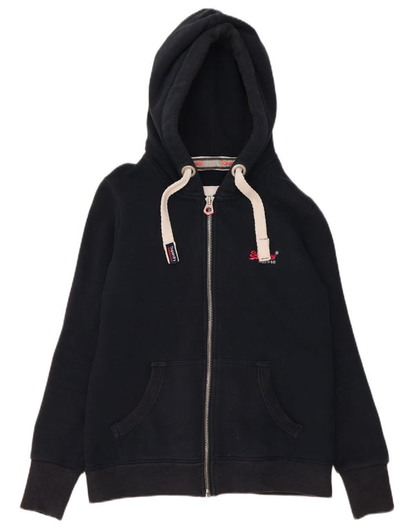 Женский свитер с капюшоном на молнии Superdry UK 16, большой темно-синий, хлопок