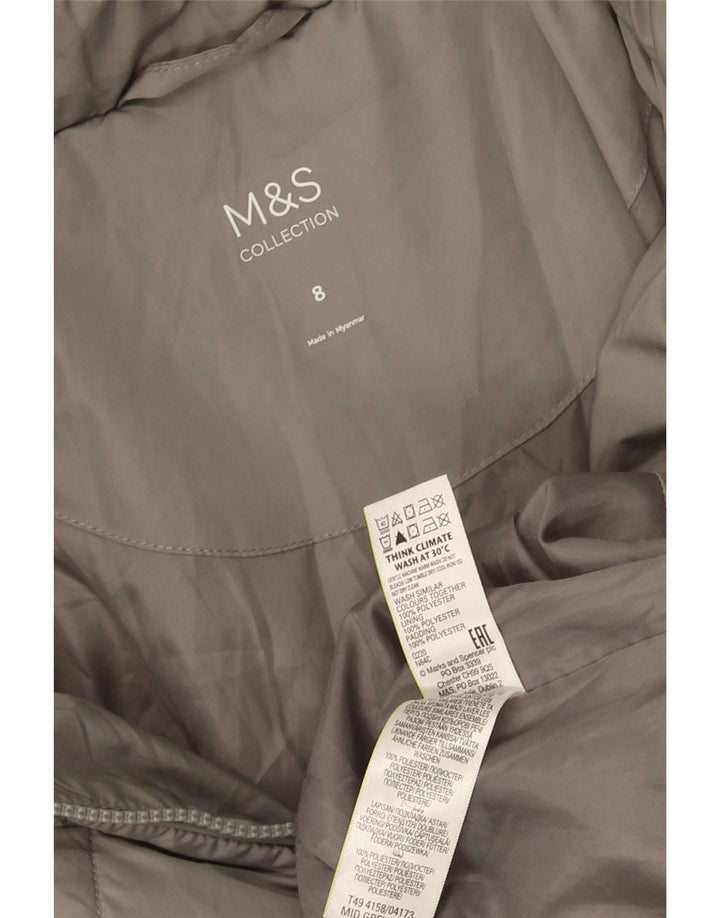 Женское стеганое пальто Marks & Spencer UK 8, маленький серый полиэстер