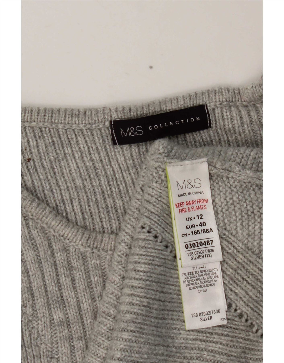 Женский джемпер с вырезом «лодочка» Marks & Spencer UK 12, средний серебристый