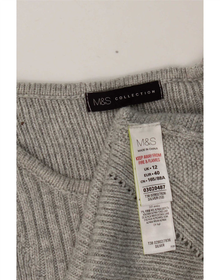 Женский джемпер с вырезом «лодочка» Marks & Spencer UK 12, средний серебристый