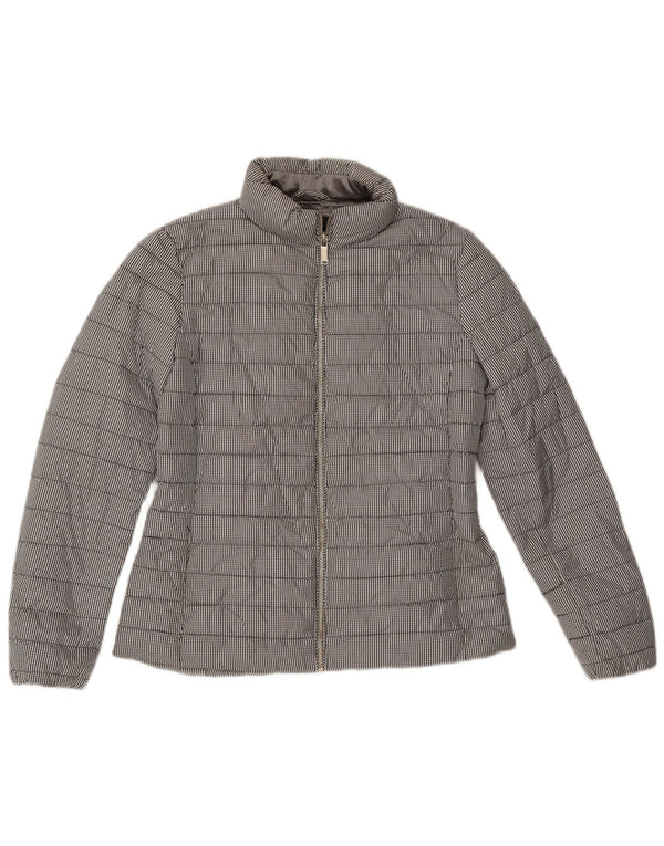 Женская стеганая куртка Massimo Dutti UK 14, средний серый полиэстер в мелкую клетку