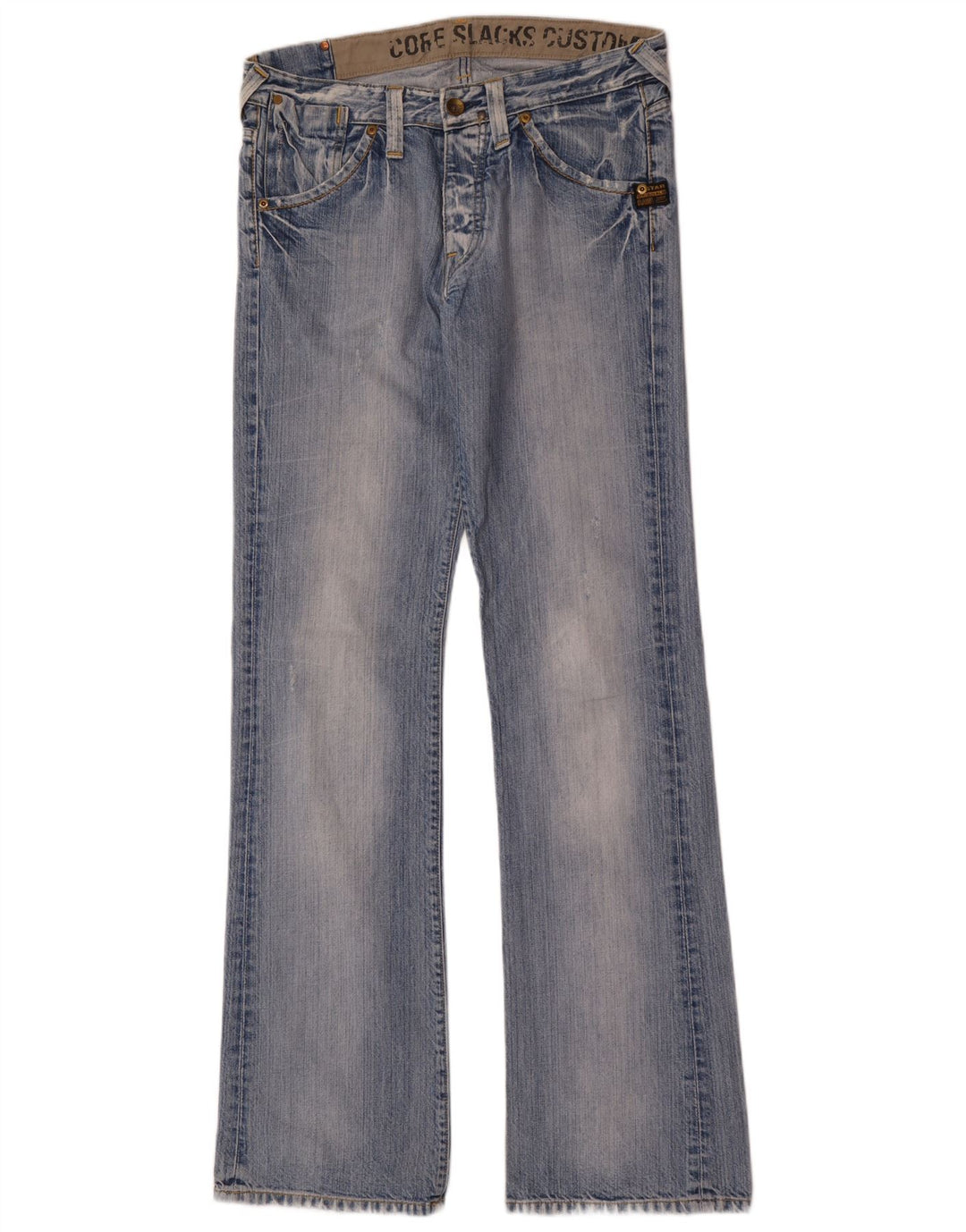 Мужские потертые джинсы G-Star Bootcut W32 L36, синий хлопок