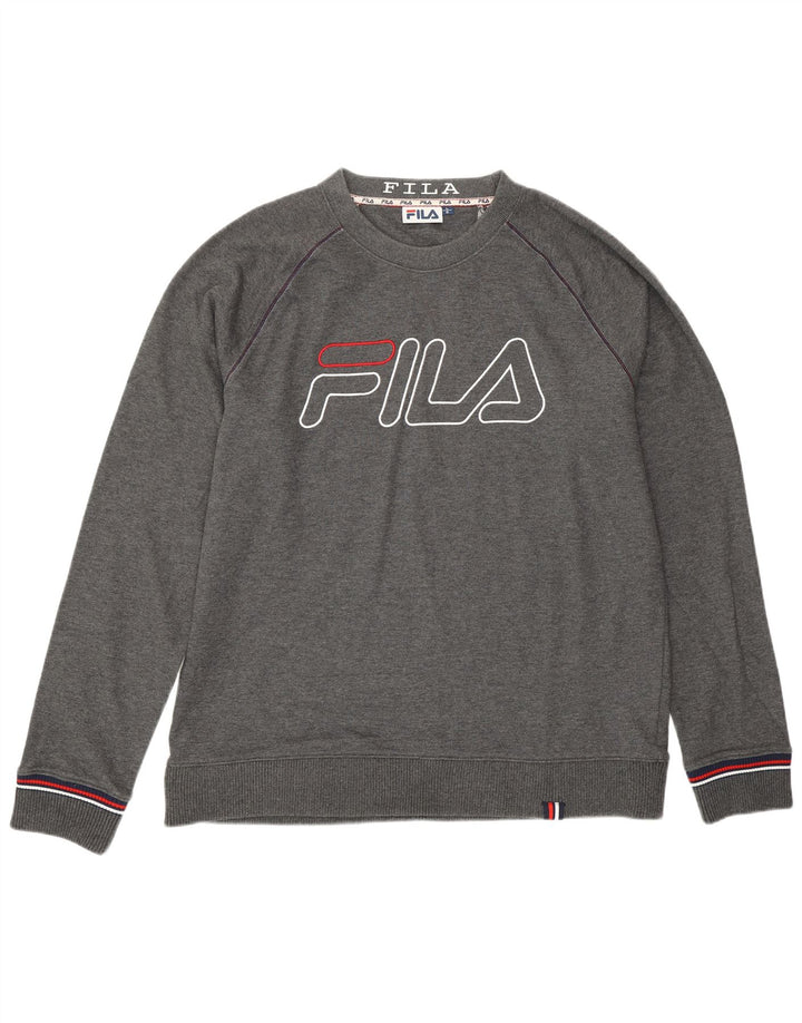 Fila Мужской свитшот с графическим рисунком, большой серый хлопковый джемпер