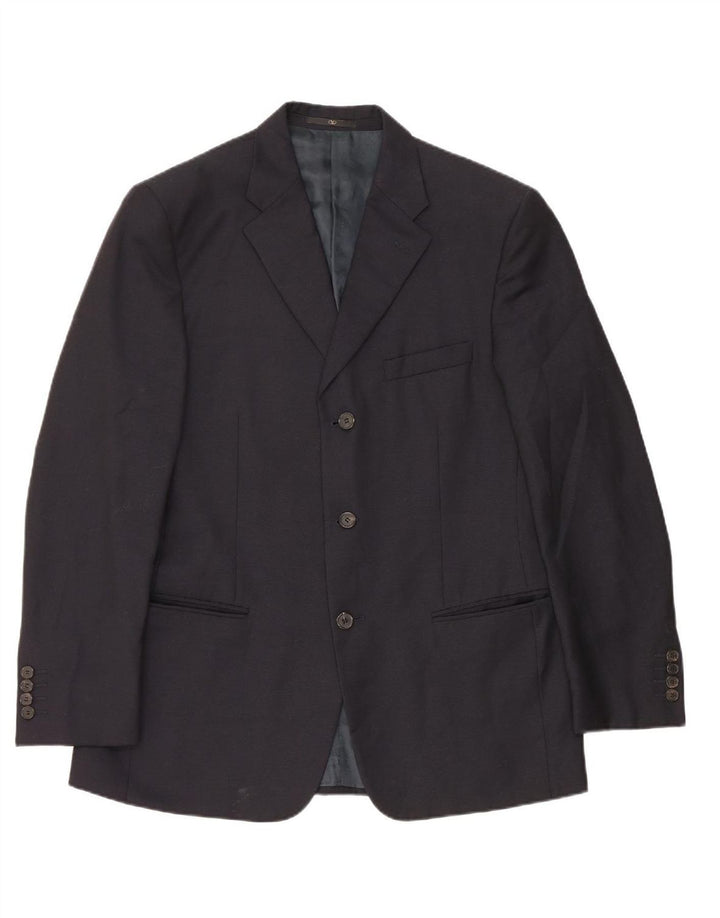 VALENTINO Mens 3 Button Blazer Jacket IT 50 Large Navy Blue Wool