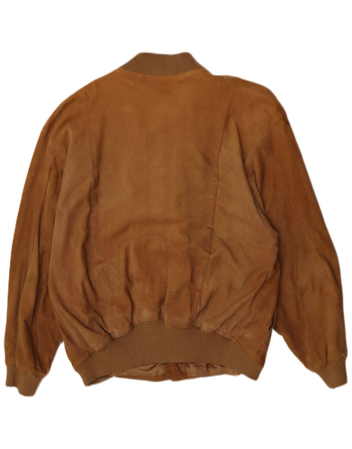 Винтажная мужская замшевая куртка-бомбер IT 54 2XL Коричневая Ретро
