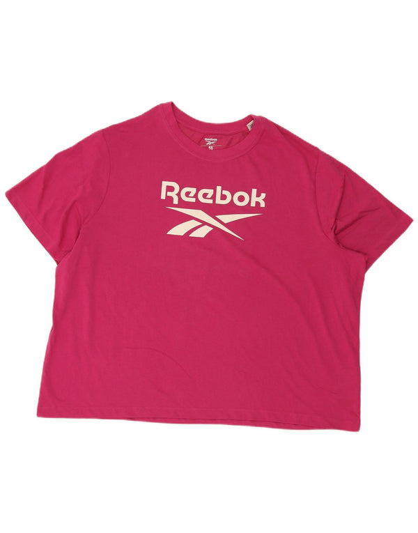 Женская футболка с рисунком Reebok, Великобритания, 30/32, 4XL, розовый хлопок