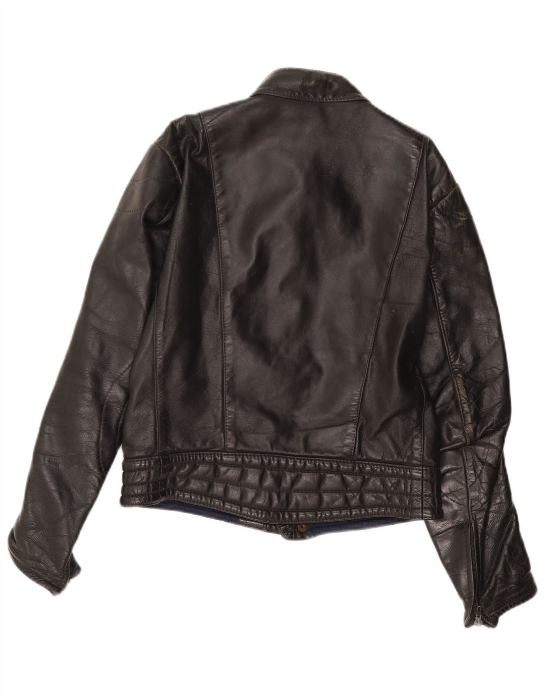 Куртка женская кожаная VINTAGE UK 14, средняя черная