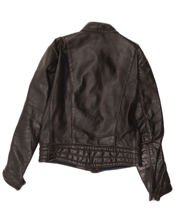 Куртка женская кожаная VINTAGE UK 14, средняя черная