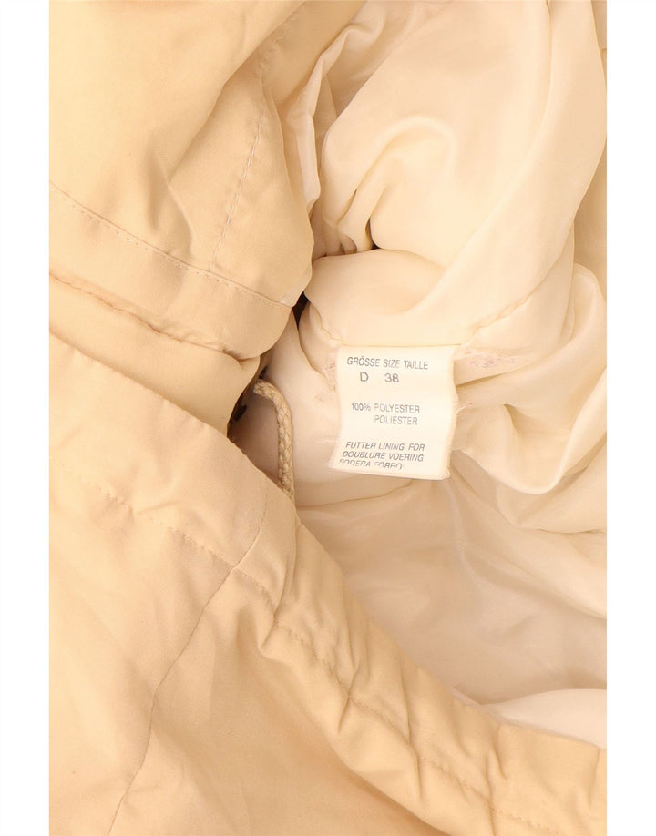 ВИНТАЖНОЕ женское пуховое пальто с капюшоном EU 38, средний бежевый полиэстер