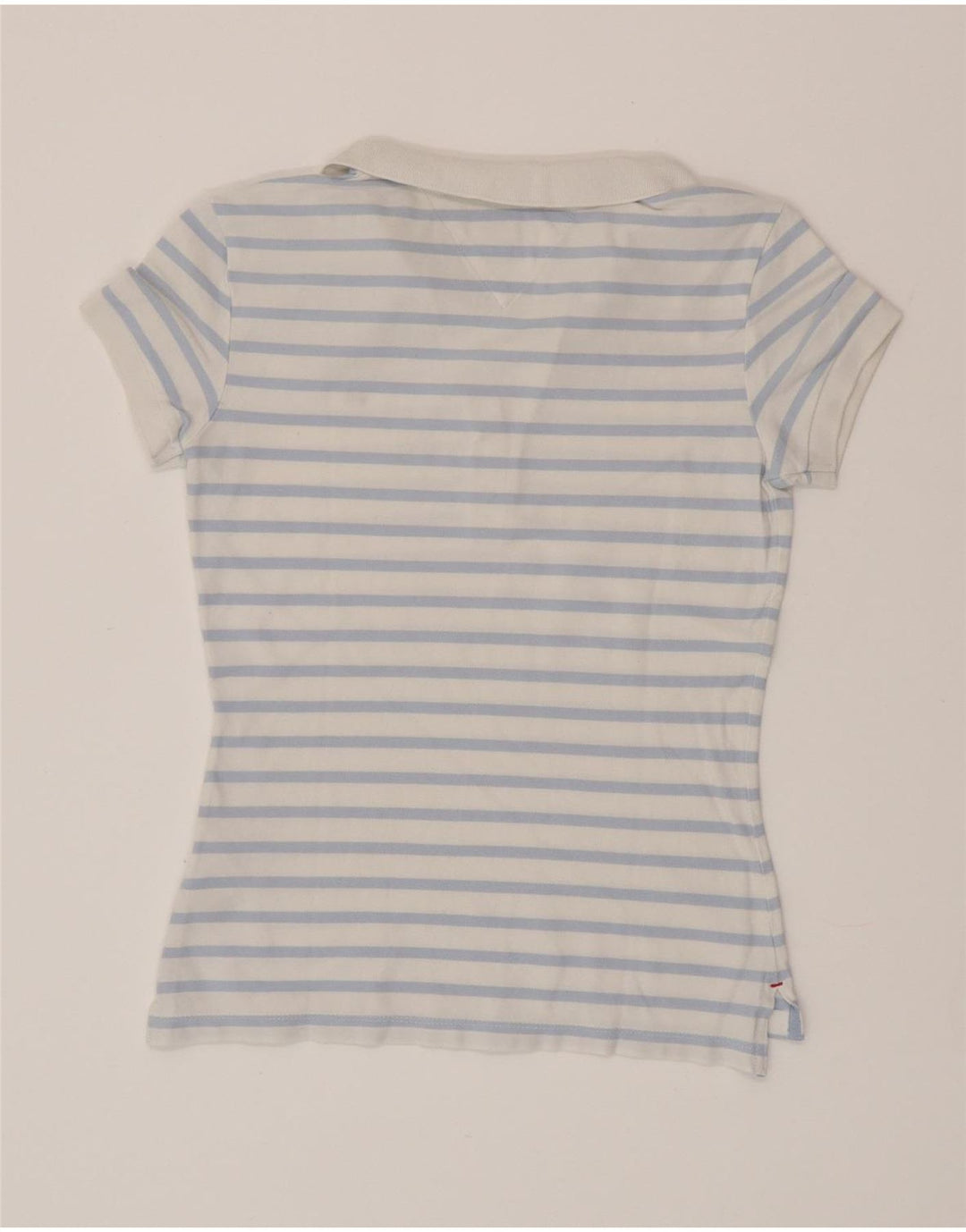 TOMMY HILFIGER Женская рубашка-поло приталенного кроя UK 6 XS, хлопок в синюю полоску