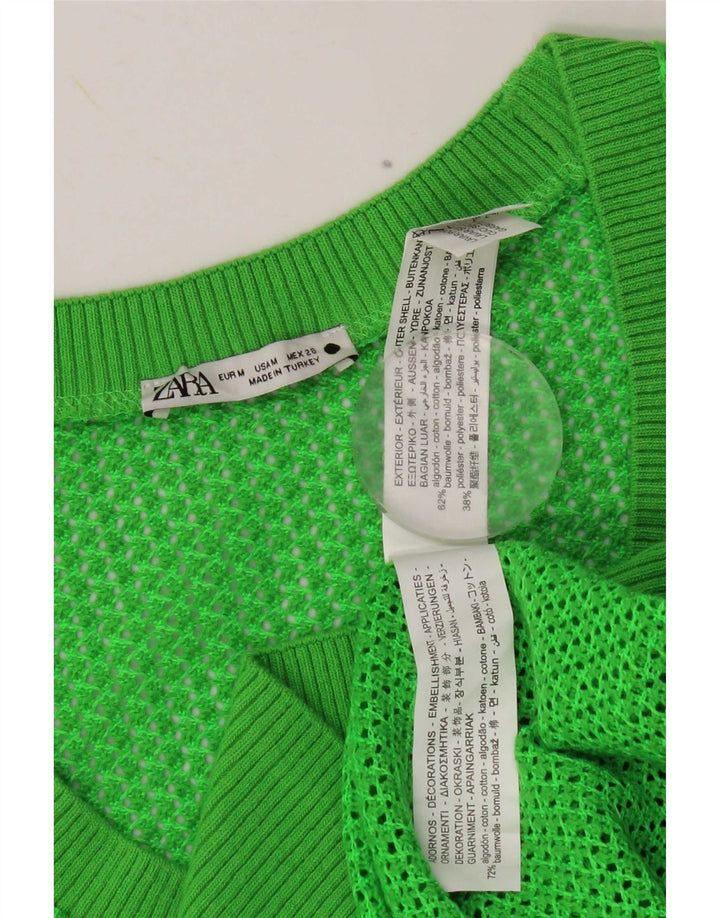 Женская майка без рукавов Zara UK 14, хлопковый средний зеленый цвет
