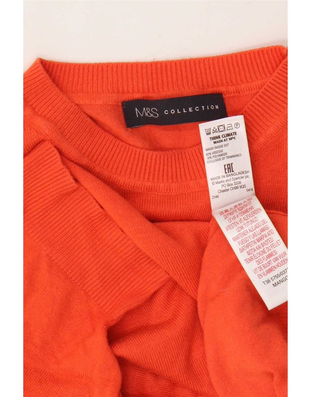 Женский джемпер с круглым вырезом Marks & Spencer UK 12, средний оранжевый