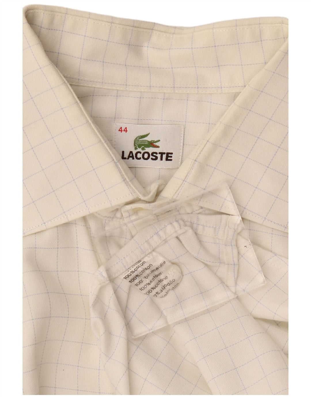 Мужская рубашка Lacoste, размер 44 XL, хлопковая белая клетка