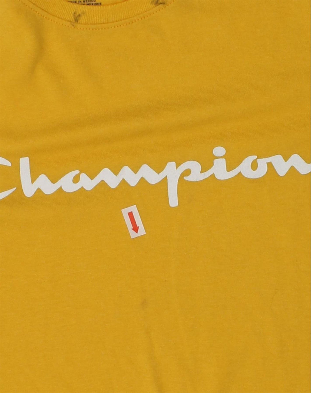CHAMPION Boys Graphic T-Shirt Top 13-14 Years Medium  Yellow Cotton | Vintage Champion | Thrift | Second-Hand Champion | Used Clothing | Messina Hembry 