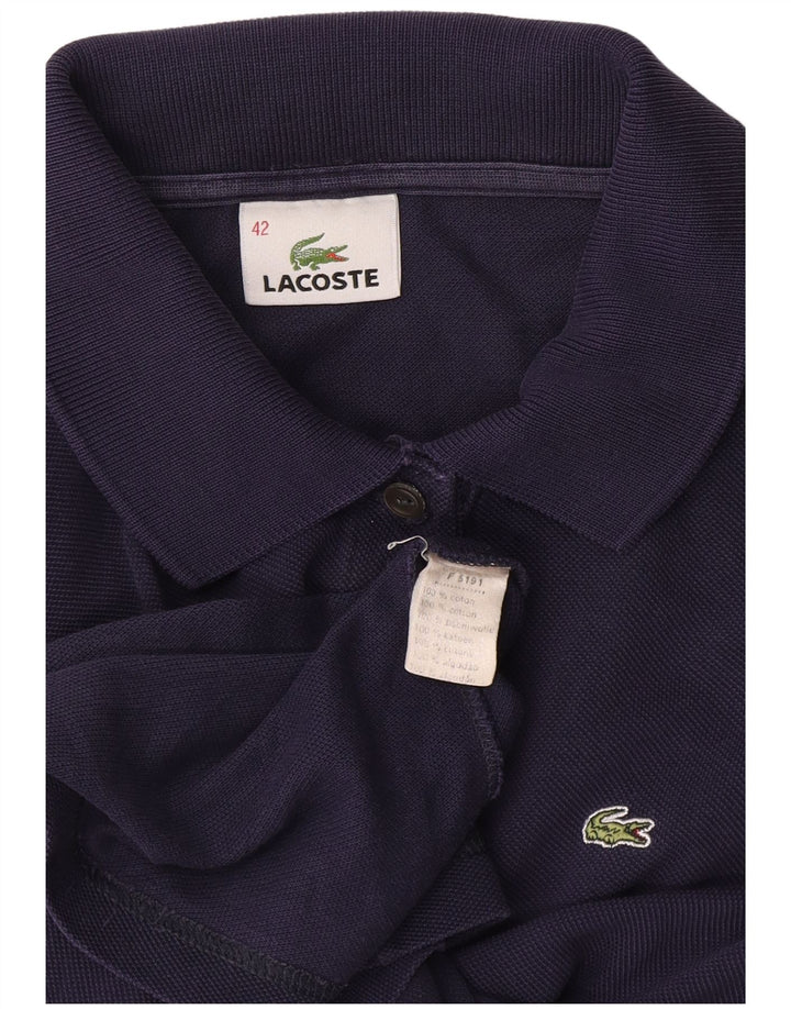 Женская рубашка-поло Lacoste, размер 42, большая, темно-синяя, хлопковая