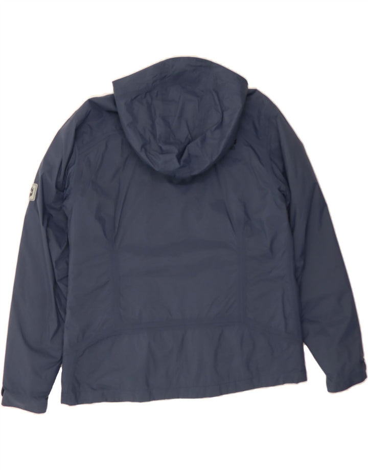 JACK WOLFSKIN Womens Hooded Windbreaker Jacket UK 16 Large Navy Blue Vintage Jack Wolfskin and Second-Hand Jack Wolfskin from Messina Hembry 