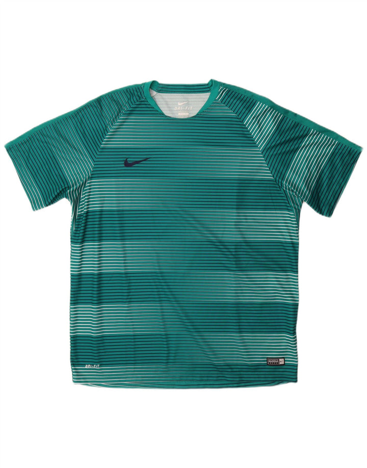 Мужская футболка Nike Dri Fit 2XL из полиэстера в зеленую полоску