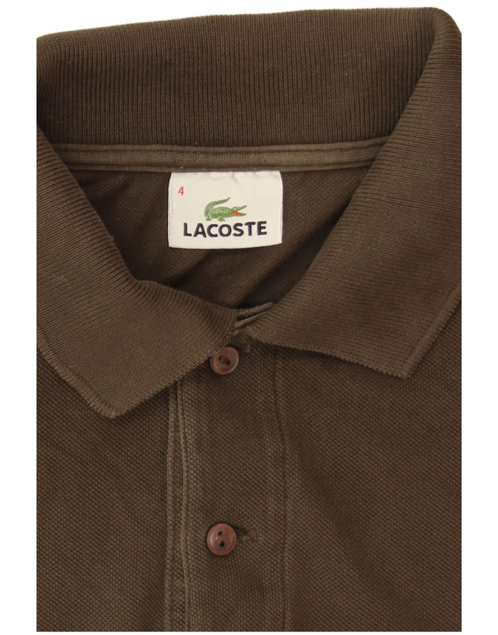 Мужская рубашка-поло Lacoste, размер 4, средний цвет, хаки, хлопок