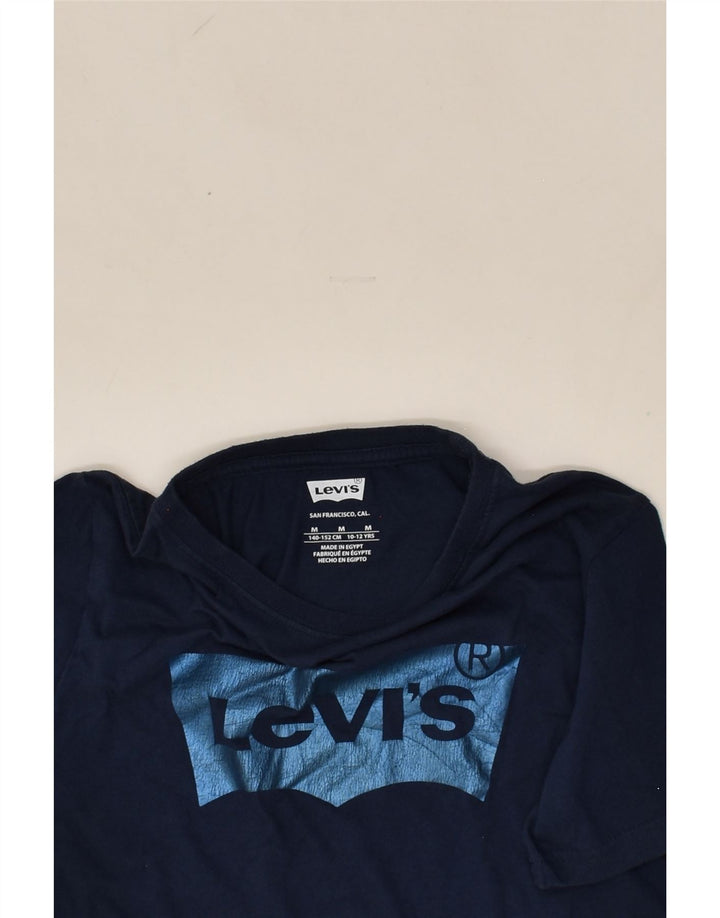 LEVI'S Girls Graphic T-Shirt Top 10-11 Years Medium  Navy Blue Cotton | Vintage Levi's | Thrift | Second-Hand Levi's | Used Clothing | Messina Hembry 