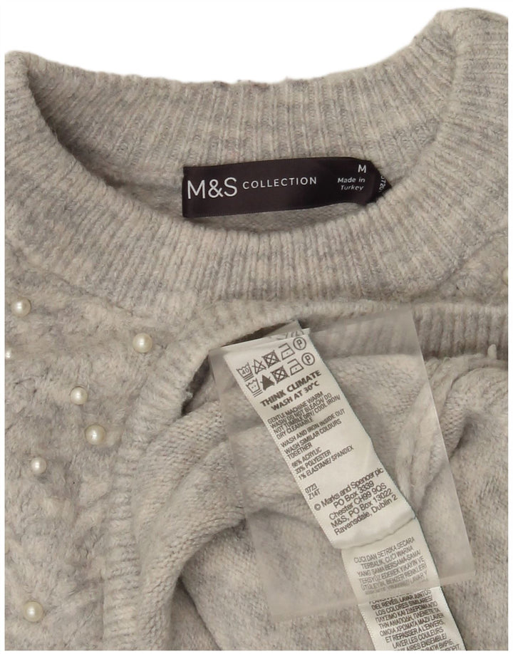 Женский джемпер с круглым вырезом Marks & Spencer UK 14, средний серый в крапинку