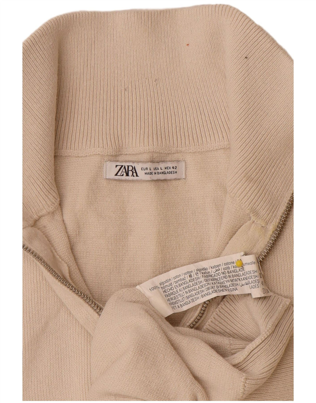 Мужской джемпер с воротником на молнии Zara, большой хлопковый свитер белого цвета