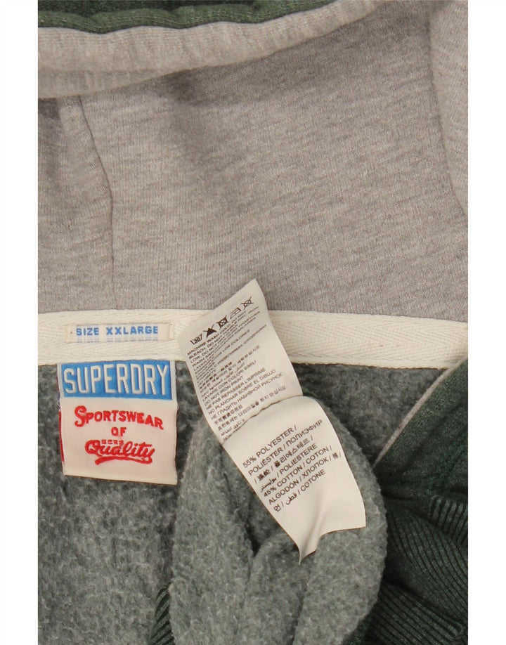 SUPERDRY Мужской свитер с капюшоном и молнией с рисунком, 2XL, хаки, полиэстер