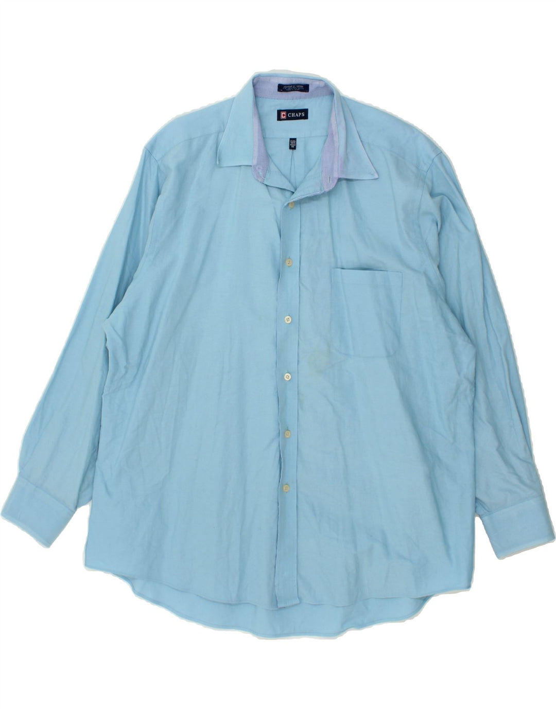 CHAPS Mens Shirt Size 17 1/2 XL Blue Cotton Vintage Chaps and Second-Hand Chaps from Messina Hembry 