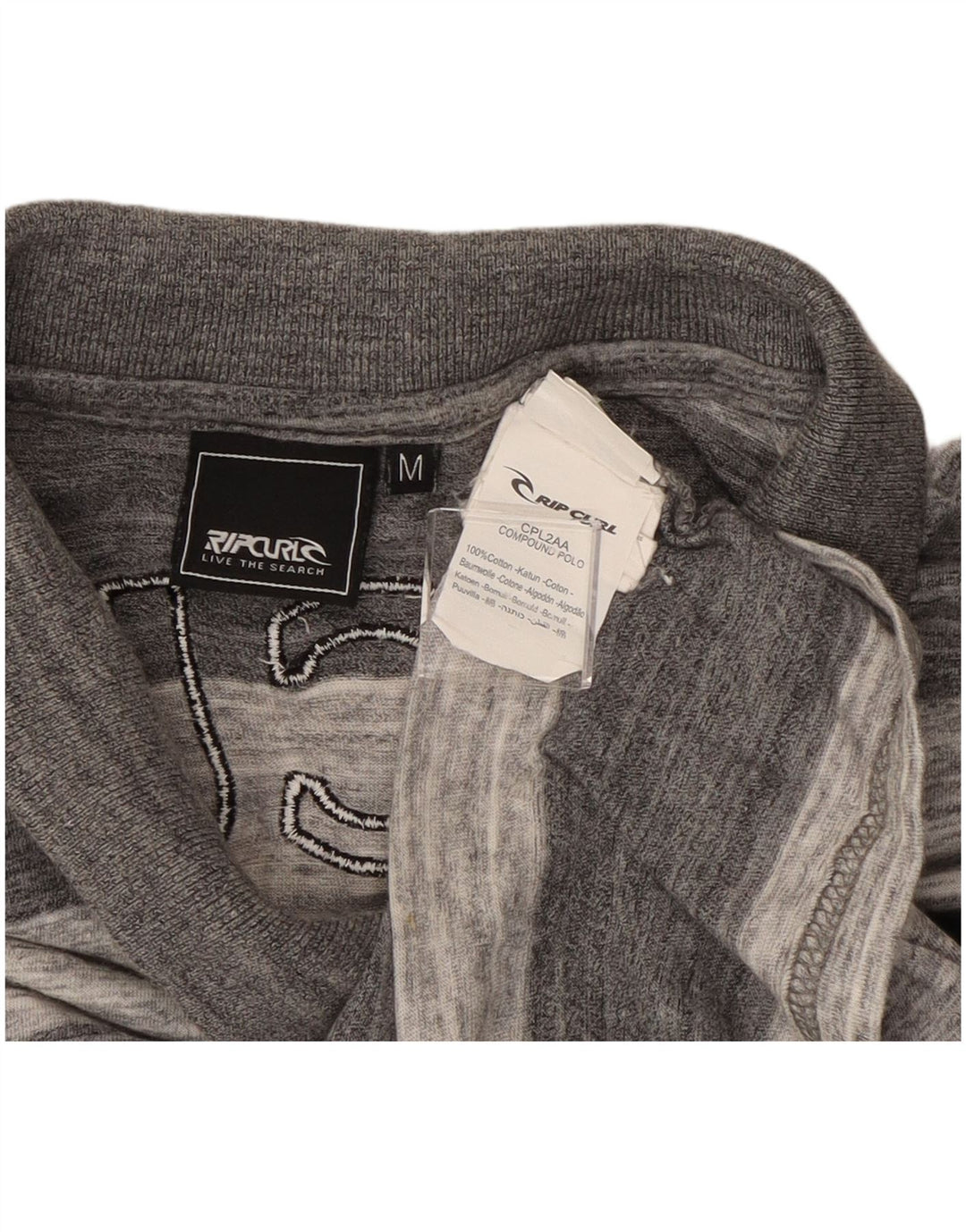 Мужская рубашка поло с графическим рисунком Rip Curl, хлопковая серая полоска среднего размера