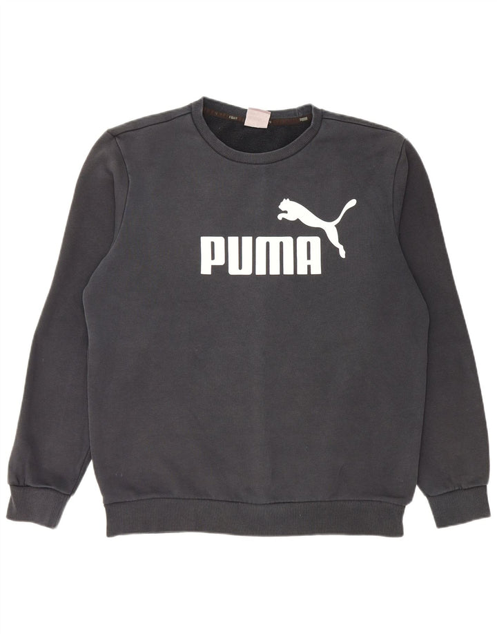 Мужской свитшот с рисунком Puma, хлопковый джемпер среднего размера, черный