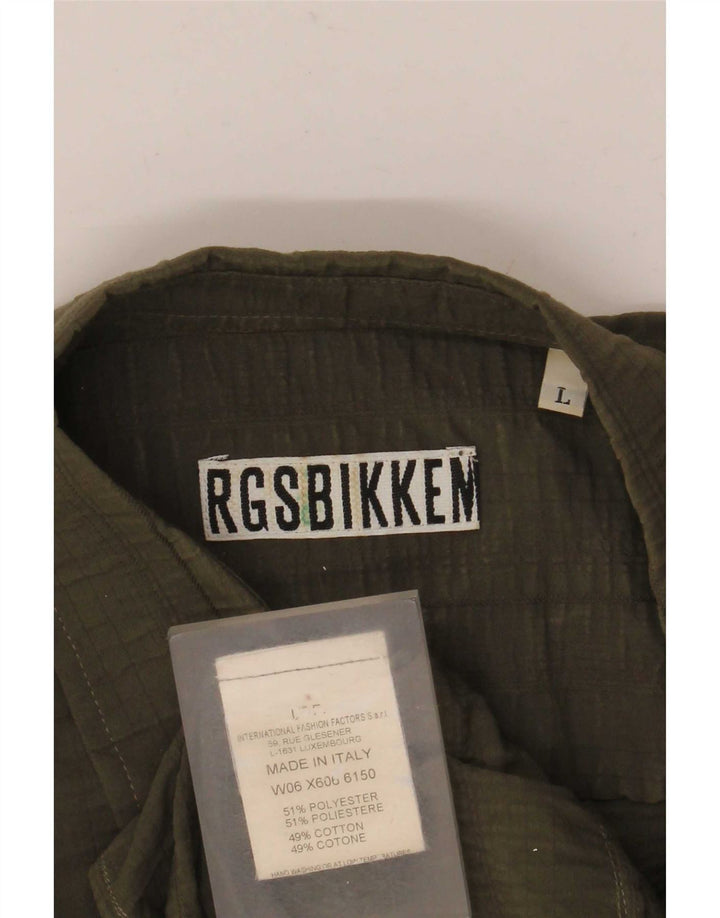 Мужская рубашка Bikkembergs, большой размер, цвет хаки, полиэстер