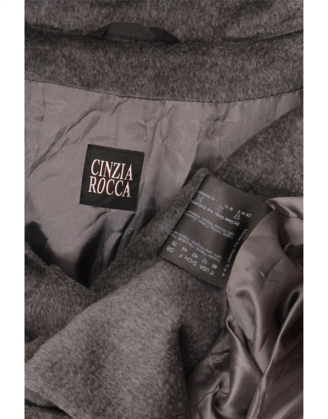 Женское пальто Cinzia Rocca UK 16, большое, серое, шерстяное