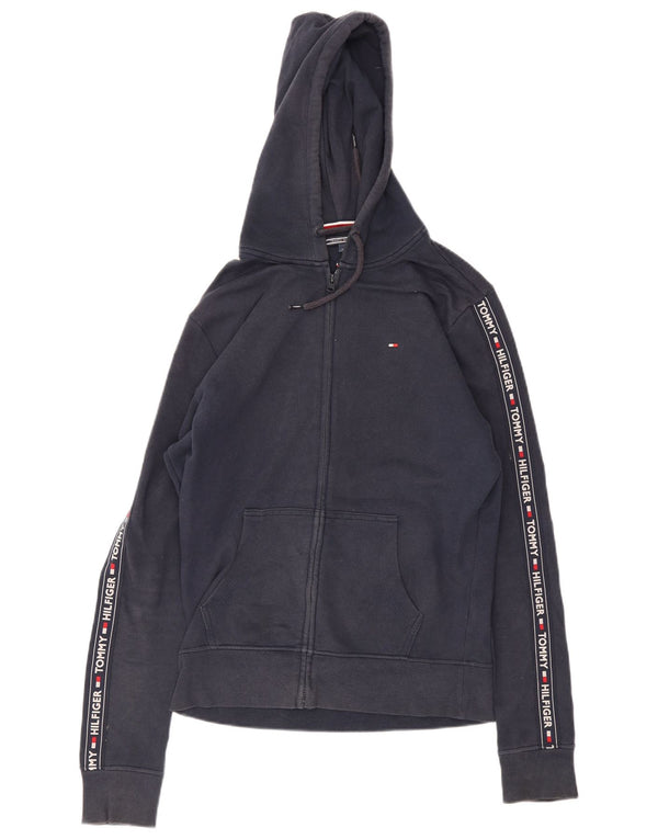 Женский свитер с капюшоном на молнии с графическим рисунком Tommy Hilfiger UK 14, средний, темно-синий