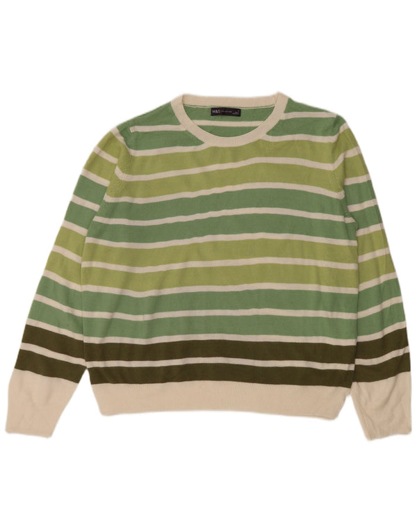 Женский джемпер с круглым вырезом Marks & Spencer, Великобритания, 16, большой зеленый в полоску