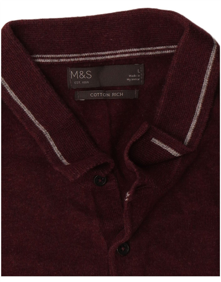 Мужской свитер с воротником-поло Marks & Spencer, большой серый с цветными блоками