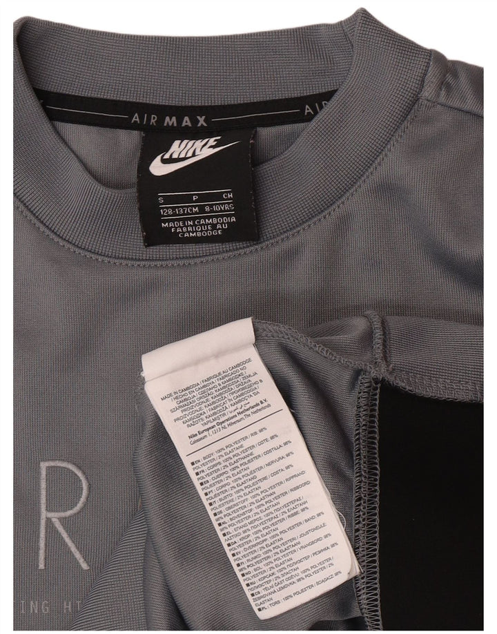 Джемпер с рисунком Nike для мальчиков 8–9 лет, маленький серый полиэстер