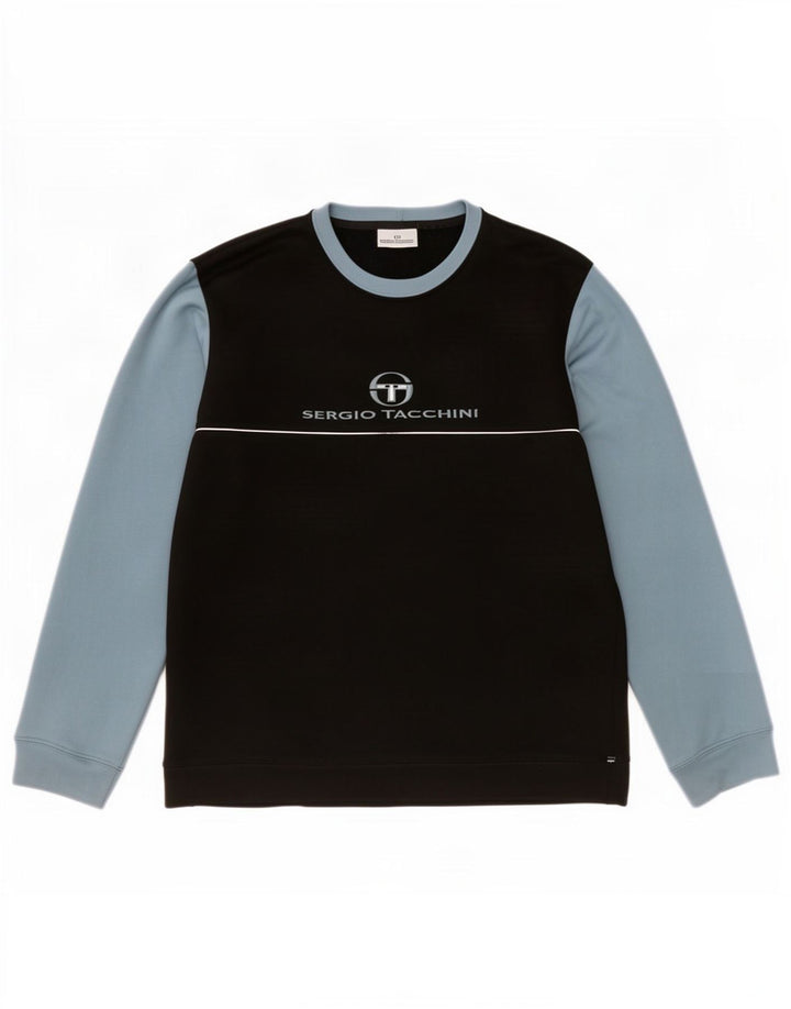 Мужской свитшот с рисунком Sergio Tacchini, XL, черный с цветными блоками