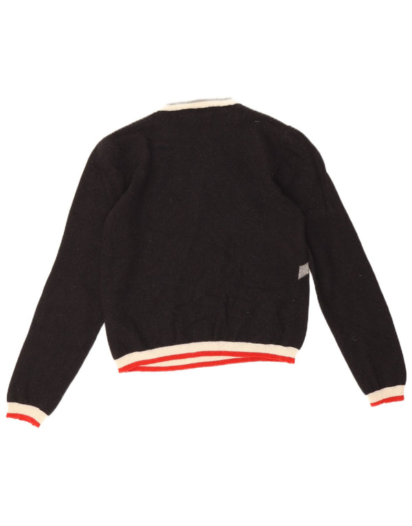 Женский укороченный джемпер с круглым вырезом Fred Perry UK 4 XS, черный с геометрическим рисунком